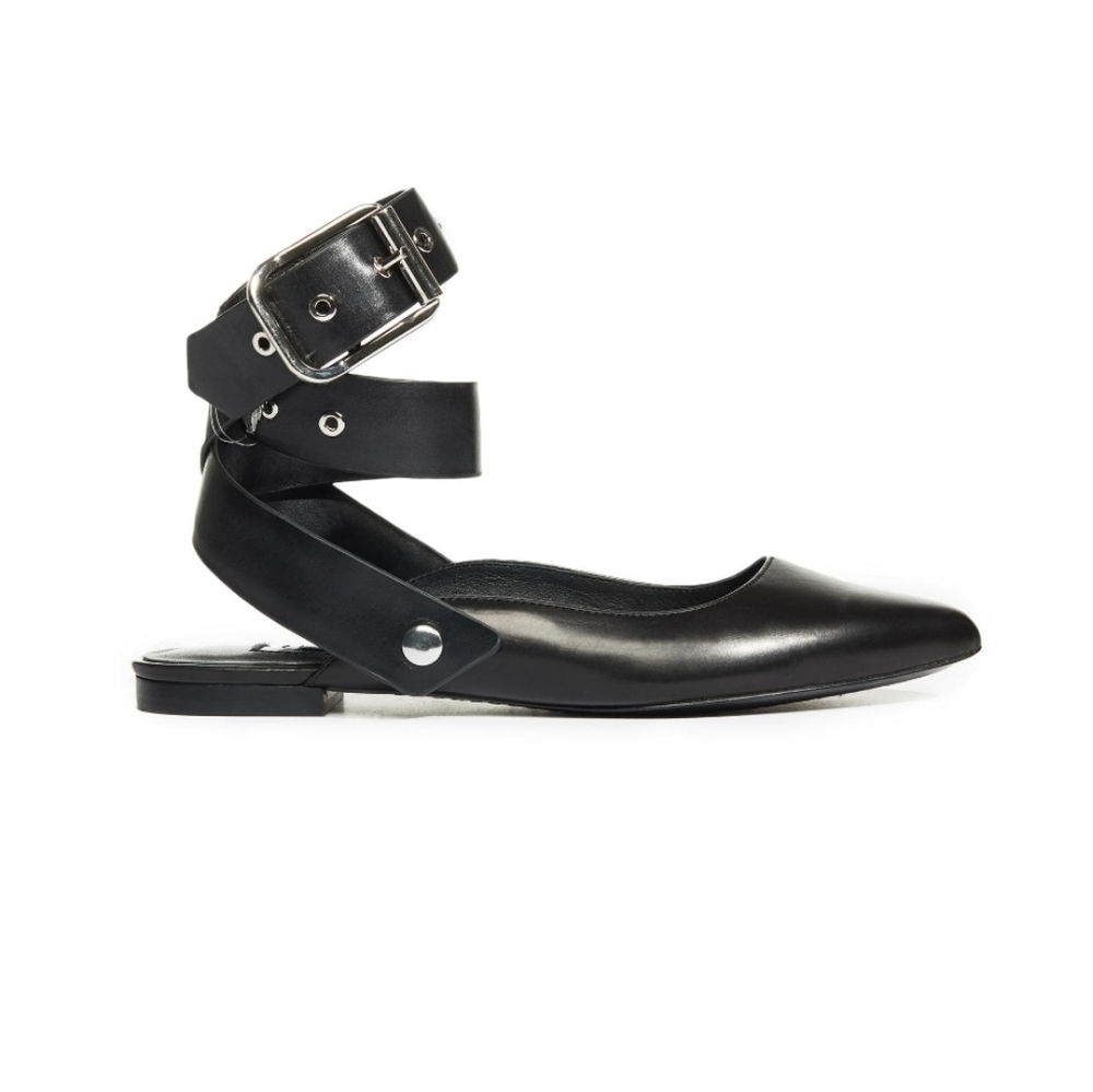 Alice + Olivia Black Lana Multi Strap Flats 39